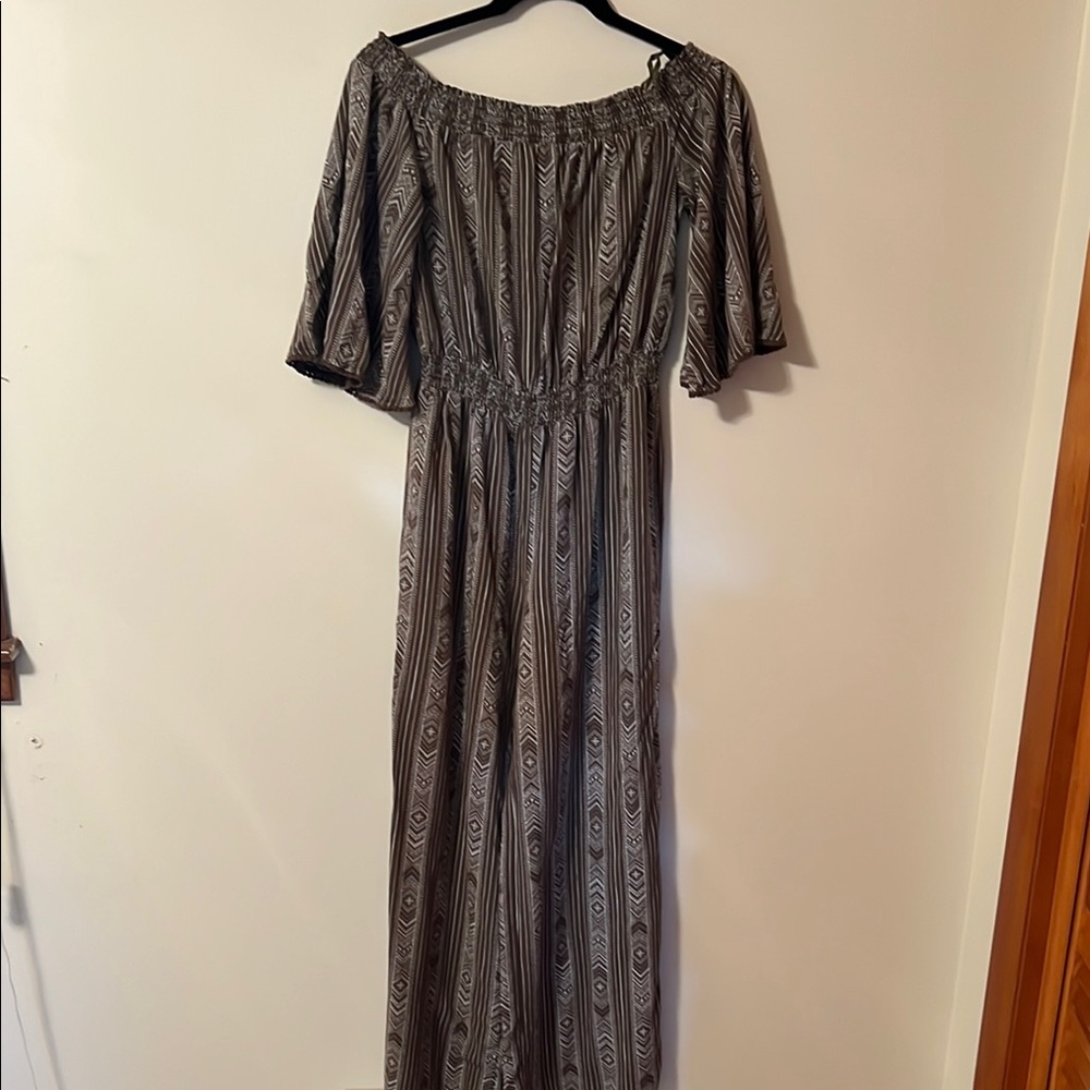 Wonderly Black and Gray Patterned Jumpsuit